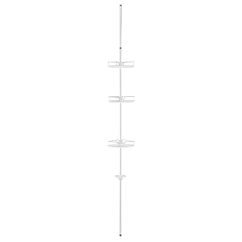 Amazon Basics - Estante de ducha esquinero, colocación a presión, 4 niveles, aluminio, altura ajustable hasta 274 cm