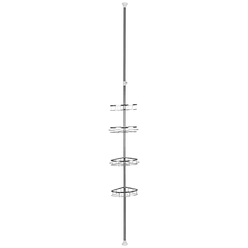 RELOVE Estanterias de baño 110-280cm Estante de esquina telescópico para ducha 4 niveles, ABS + inoxidable,Estructura de Acero Inoxidable, Plata Estanterias de baño (110-280cm (4 niveles))