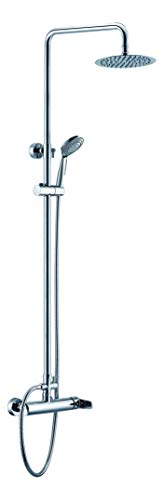 IMEX - Conjunto de ducha monomando con Rociador redondo de Acero Barra de ducha extensible con 3 posiciones - SERIE Paris - BDP004