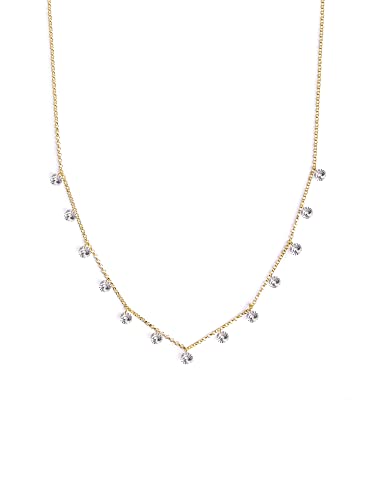 SINGULARU - Collar Cleo - Colgante en Plata de Ley 925 y Circonitas con Acabado Baño de Oro de 18 Kt. - Cadena de Talla Unica - Joyas para Mujer - Acabado Baño de Oro de 18 Kt.
