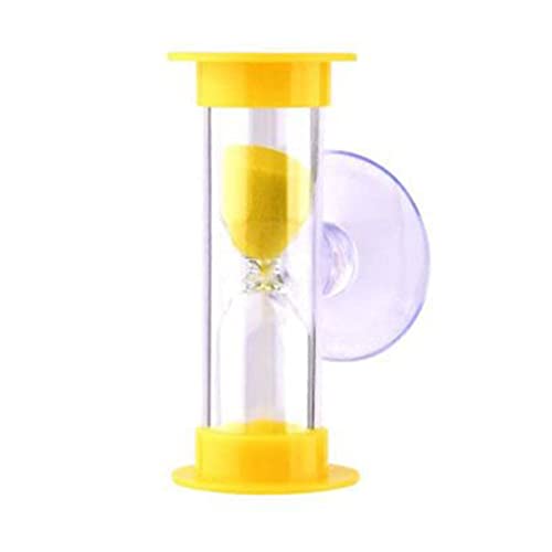 Juego de temporizador de arena, mini reloj de arena de cristal, reloj de arena con ventosa, reloj de arena para cepillado de ducha, amarillo