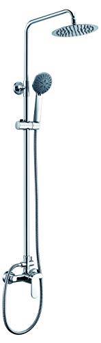 IMEX - Columna Conjunto de ducha con Barra extensible, grifería monomando de baño con rociador redondo - Serie SINTRA