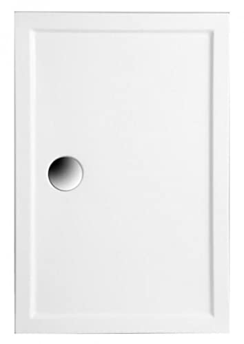 VBChome Plato de ducha acrílico de 120 x 90 cm, color blanco, sifón, plato de ducha rectangular, plano, sanitario de acrílico estable + Viega Tempoplex
