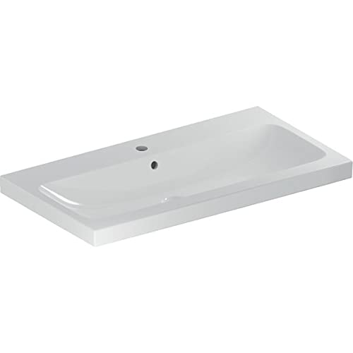 Lavabo Geberit iCon Light, 90 cm x 48 cm, con agujero para grifo, con rebosadero,501836; color: blanco