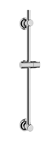 WENKO Barra de ducha sin perforar, fijación con almohadilla adhesiva especial de acero inoxidable con soporte para ducha de mano, soporte de pared móvil, (An./P x Al): Ø 2,2 x 70 cm, cromo