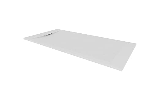 MOG SMC POLAR Plato de ducha 80x160 cm Plato de ducha con antideslizante Plano con aspecto de piedra – Blanco