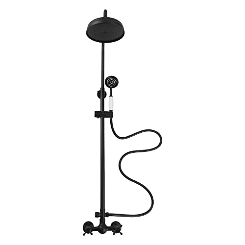 NeNchengLi Juego de ducha retro con sistema de ducha de lluvia, diseño antiguo, color negro