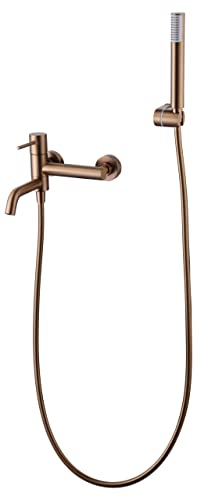 IMEX - Griferia baño y ducha, grifo monomando de bañera con caño SERIE MONZA Oro rosa Cepillado - BDM039-4ORC