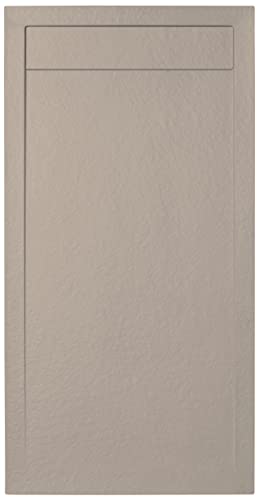 VAROBATH - Plato de ducha de Resina, color Moka URBAN STONE. Cargas minerales, textura pizarra, antideslizante y antibacteriano. Fabricado en España. (90x150)