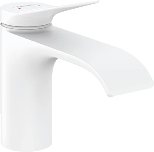 hansgrohe Vivenis Grifo monomando de lavabo 80 con vaciador automático, blanco mate, 75010700