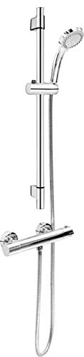 Cornat TECBW3423 - Juego completo de ducha con termostato (3 tipos de chorro: normal, suave, antical, distancia entre orificios y sistema de ducha)