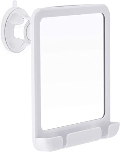 Mirrorvana Espejo de Ducha Afeitado - Espejo Antivaho con Ventosa - Espejo de Baño Irrompible - 20 x 17cm (Blanco)