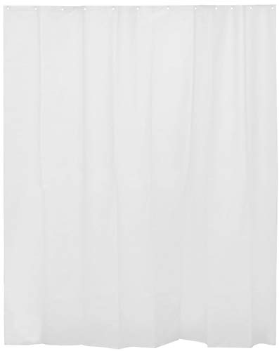 H HANSEL HOME Cortina de Ducha Lisa Blanca para baño con 12 Anillas Incluidas, 50% Goma EVA y 50% de Polietileno (180 x 200cm)