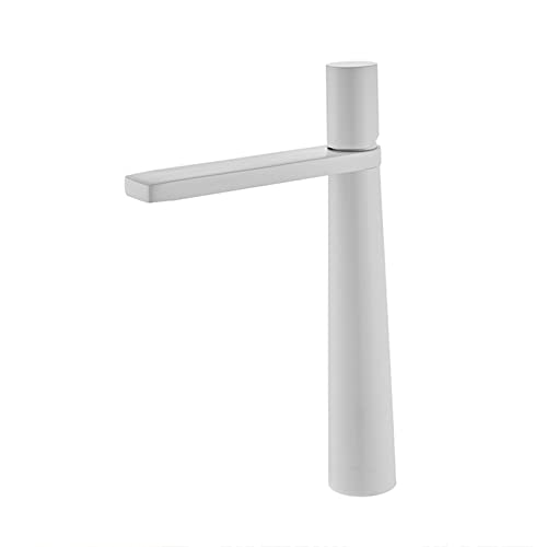 BiaoTeng Grifo de Baño Blanco Alto, Grifo Baño Lavabo Alto Laton, Grifo Lavabo Caño Alto Blanco,Grifo Lavabo Blanco Mate Caño Alto Para Patio,B Blanco