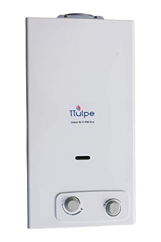 TTulpe Propangas-Durchlauferhitzer Indoor B-14 P37 Eco Calentador a Gas propano/butano 14 litros, 1.5 V, Blanco