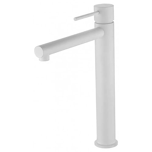IMEX - Grifo monomando de lavabo caño alto Serie MILOS STICK BDYS045-3BL Blanco Mate