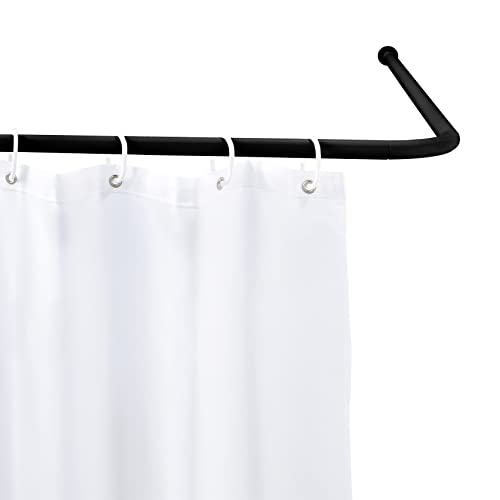 WENKO Barra angular universal negro - Barra para cortina de ducha , Aluminio, 2 x 2 cm, Negro