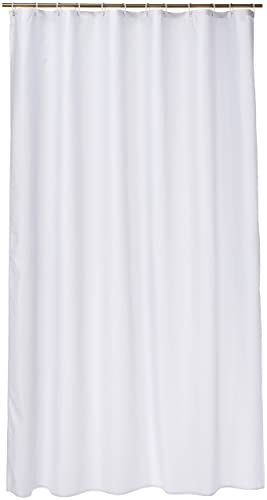 2 ur door - Cortina de Ducha Extra Larga de poliéster Blanco Resistente al Moho y al Moho, Color Blanco sólido, 180 x 220 cm