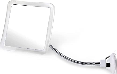 Espejo Flexible de Ducha - Espejo de Afeitado Antivaho con Ventosa - Espejo de Baño Irrompible - 16 x 16 cm