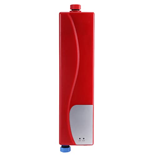 Mini calentador de agua instantáneo, calentador de agua eléctrico sin tanque, baño, cocina, lavado, enchufe de la UE 220 V 3000 W(rojo)