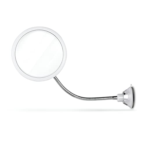 Espejo Flexible para Ducha - Espejo de Afeitado Antivaho con Ventosa - Espejo Redondo de Baño Irrompible - 17 cm