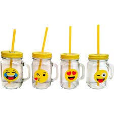 Lote de 24 Jarras Divertidas y Originales EMOTICONOS - Jarras, Termos, Tazas para Detalles Originales y Baratos para Invitados de Bodas, Regalos para Comuniones y Cumpleaños