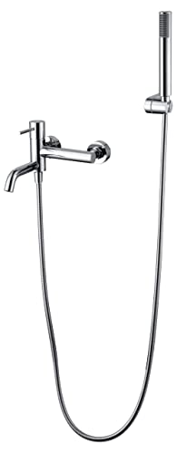 IMEX - Griferia baño y ducha, grifo monomando de bañera con caño SERIE MONZA Cromado - BDM039-4