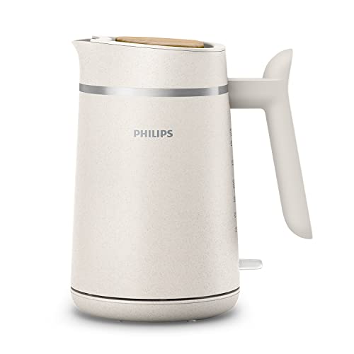 Philips Hervidor de Agua - Edición Eco Conscious, 1.7L, Indicador Luminoso, Base con Giro, Diseñado con Plásticos Biológicos, Blanco Seda Mate (HD9365/10)