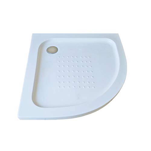 Plato de ducha acrílico semicircular H 5,5 x 90 x 90 blanco con desagüe cromado hilo/sobre suelo