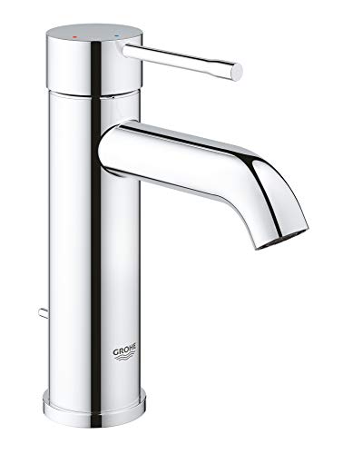 Grohe Essence - Grifo de lavabo monomando con vaciador automático y función de ahorro energético, con conexiones flexibles (Ref. 23591001)