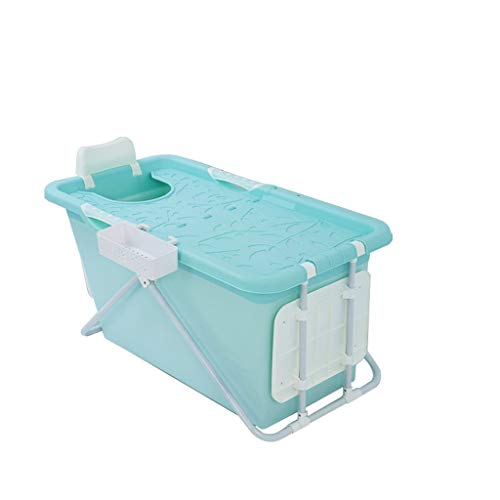 Bañera ▏ bañera plegable for adultos bañera de plástico for uso doméstico barril de ducha ducha ▏ bañera termostática portátil engrosada (Color : Slim-fit blue)