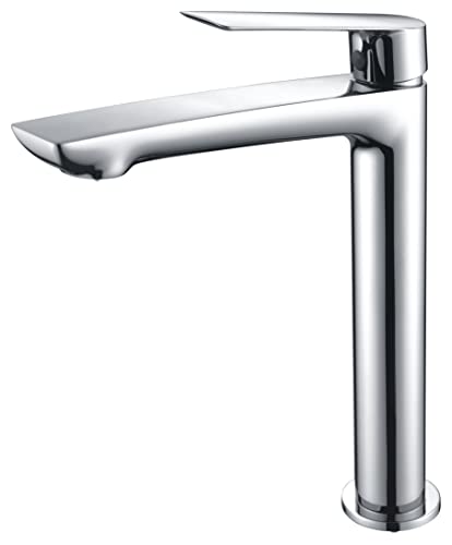 IMEX - Grifo de lavabo caño alto, Monomando de baño - Mezclador de agua Frio / Caliente - Serie LUXOR Cromo - BDX023-3