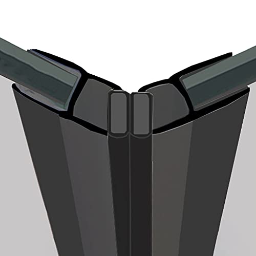 MAG001 - Sellos magnéticos para ducha, se venden en pares, se adaptan a vidrio de 4, 5 o 6 mm, imán de 135° para puertas rectas o cuadrantes, 2 metros de largo, muestra de 25 mm, color negro