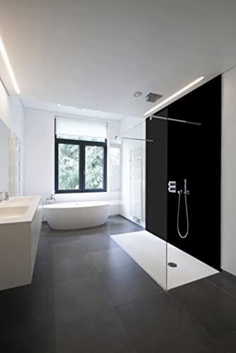 WALLando - Pared de ducha / pared posterior de baño - Revestimiento de ducha / revestimiento de pared - Placa de plástico PVC - Negro (190 x 80 cm)