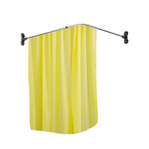 Hershii Barra de cortina de ducha curvada en forma de L, cortinas de baño de esquina para colgar postes decorativos para bañera extensible de metal, barra de riel de ducha, montado en la pared o con