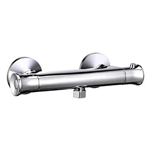 Hapilife Válvula termostática cromada de mezclador de ducha de barra moderna, caliente y fría mezclador de temperatura constante para baño