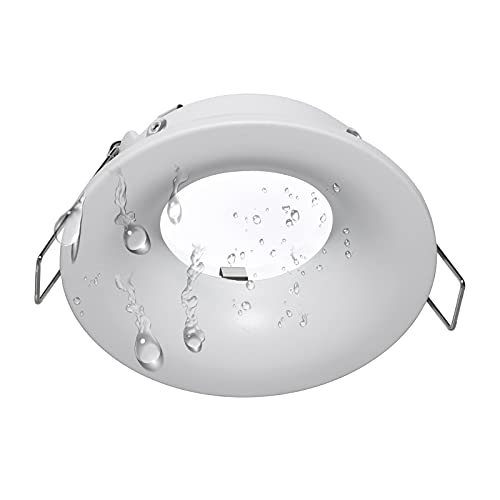 Planetitaly Soporte para foco blanco IP65, estanco, para baño, turco, sauna, cabina de ducha, empotrable, 7 cm, soporte para bombillas LED GU10 MR16 GU5.3