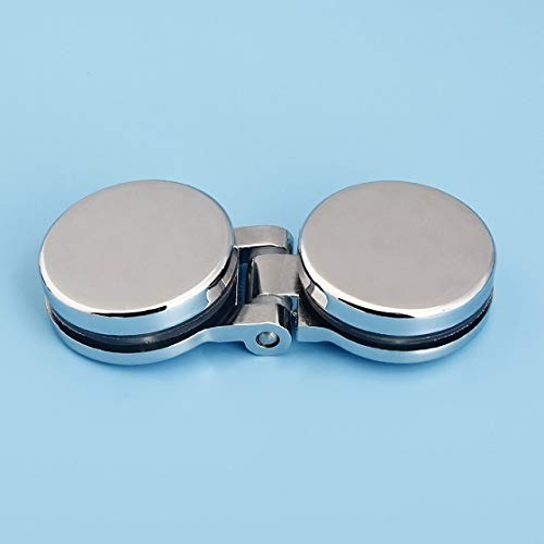 FCKJ Accesorios de bisagra 2pcs / Lote 90 180 Grados de Zinc Ducha de la Caja de la Pantalla de Cristal sin Marco de embutir Bisagra Cubierta Decorativa de Cromo Ronda Piezas de Hardware