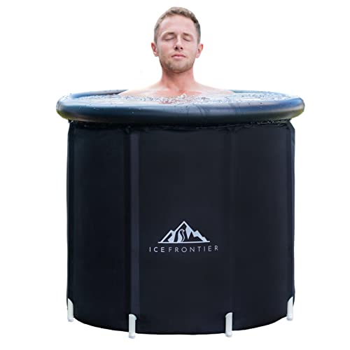 Ice Bath Outdoor Recover Tub de Ice Frontier - Bañera Premium Ice Bath Tub y Bañera Portátil para Adultos de Tamaño Grande - Ice Tub Negro para Terapia de Agua Fría