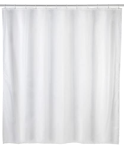 Wenko Cortina de ducha Unicolor blanca - impermeable, Polietileno, 120 x 200 cm, Blanco