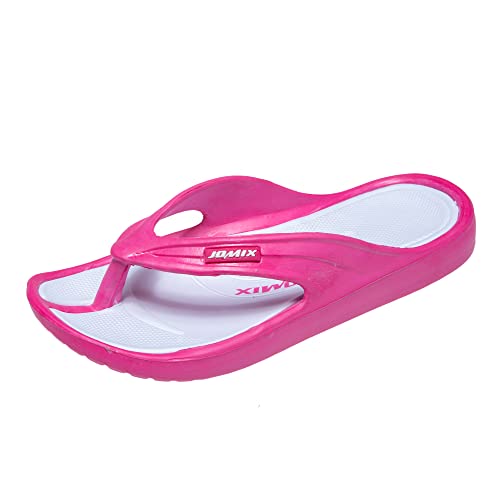 JOMIX Chanclas Niños Piscina Chanclas Niña Unisexo Niños Sandalias Verano Playa Mar Baño Ducha Chanclas de Dedo de Goma EVA Comodas, Fucsia Blanco, 34 EU