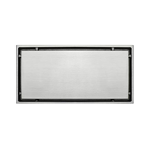 BIENKA Desagüe de Ducha con Tapa extraíble Rectangular Desagüe de Suelo de latón Cromado Antiolor y antiobstrucción Sifón Multiusos con colador for baño y Cocina, 20×10 cm Drenaje