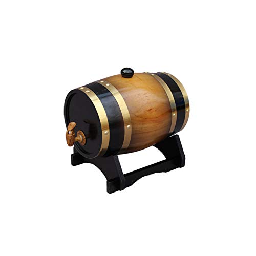 TOVEEM Barril de Vino de Madera Champán Barril 1.5L/3L/5L/10L/20L/25L/30L/50L Cubo De Almacenamiento De Roble, Dispensador De Cubo De Whisky para Almacenar Licores De Vino Y Agave De Whisky(Size:5L)