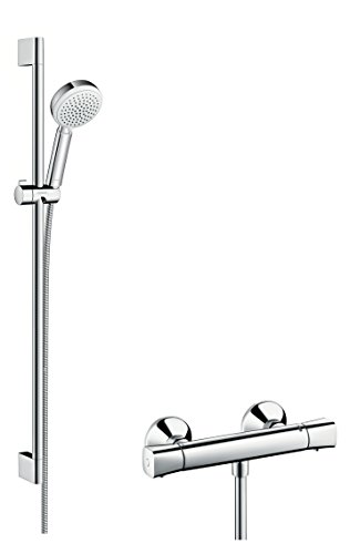 Hansgrohe 27031400 Crometta 100 Vario combinación de set de ducha y termostato, 0,90m, blanco/cromo