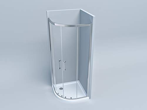 Cabina de ducha de esquina redonda, semicircular, 80 x 80 x 90 cm, cristal transparente, 6 mm, altura 190