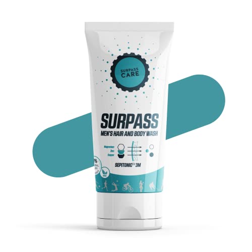 SURPASS Gel de ducha deportivo para hombre | Magnesio potenciado | Hidrata y mejora la textura de la piel | Restaura la energía y acelera la recuperación después de un entrenamiento intenso (250ml)