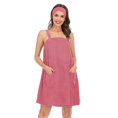 LTLCLZ Toalla de sauna para mujer con bolsillo para sauna, tallas S-XXL, toalla de sauna con goma elástica, Rojo sandía, XX-Large