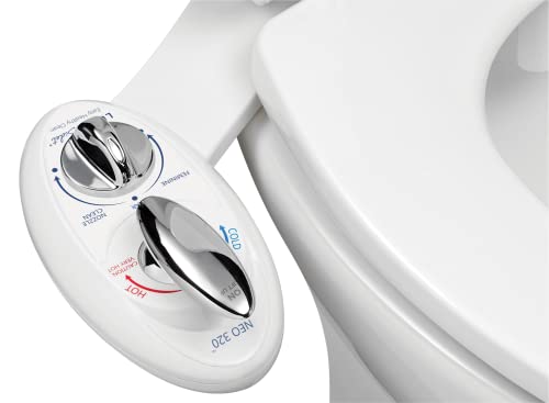 Luxe bidé Neo 320 – Self boquilla de limpieza doble – agua fría y caliente no eléctricos mecánica bidé para inodoro fijación (blanco y blanco)