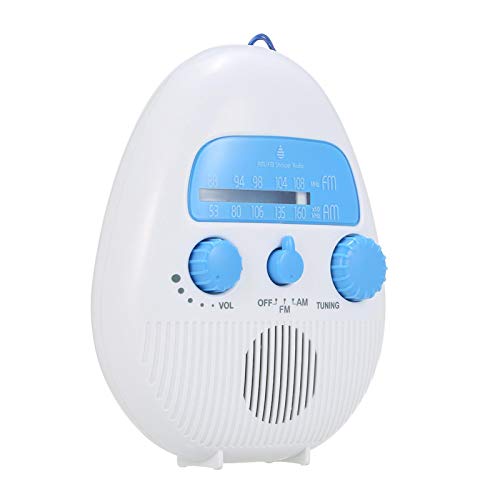 Kisbeibi Radio de ducha a prueba de agua, mini altavoz portátil de radio de ducha AM FM incorporado audio de alta definición para uso al aire libre del baño