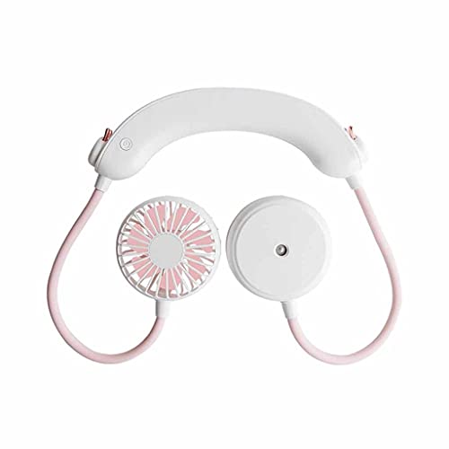 Summer Mini Hanging Neck Fan Portable USB Rechargeable Outdoor Air Cooling Fan Hands-Free Neck Band Electric Fan Heat Sink (Color : White) (White)
